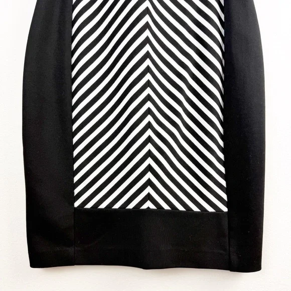 Calvin Klein Black & White Chevron Striped Sheath Dress Size 8 - Picture 3 of 12